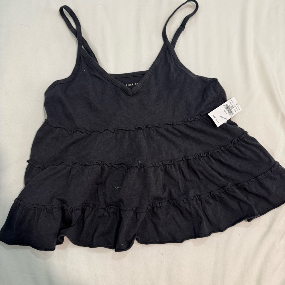 American Eagle Outfitters Charcoal Ruffle Camisole